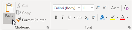 在Word中,单击“粘贴” 在Word中,单击“粘贴”