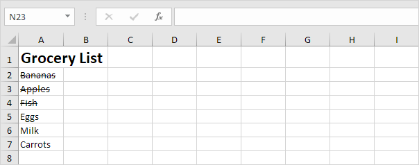 Excel中的删除线效果 Excel中的删除线效果