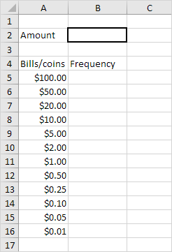 Excel VBA中的钞票和硬币