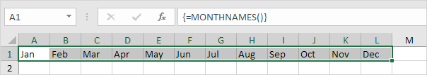 Excel VBA中的月份名称