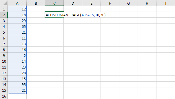 Excel VBA中的自定义平均函数