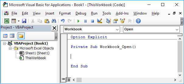 Excel VBA中的工作簿打开事件 Excel VBA中的工作簿打开事件