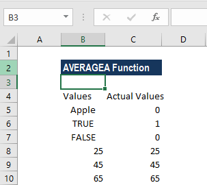 AVERAGEA函数