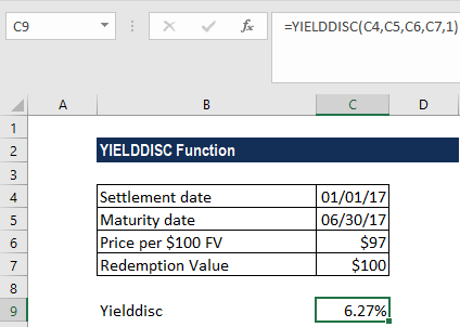 202106141044573825601 YIELDDISC函数-示例