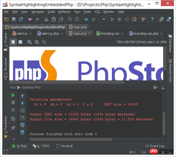 如何在PhpStorm中设置和运行外部工具OptiPNG-phpstorm
