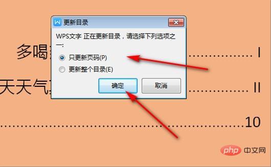 更新目录没有只更新页码选项怎么办