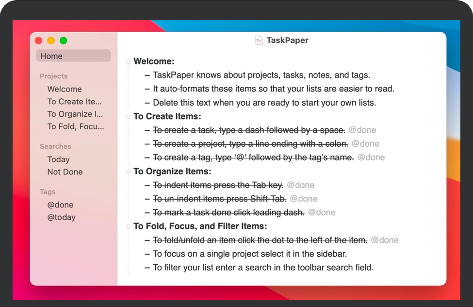 TaskPaper for Mac v3.9 苹果电脑文本待办事项列表 完整版下载