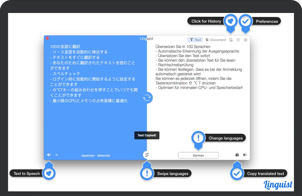 Linguist for Mac v2.8 苹果100多种语言翻译工具 中文完整版免费下载