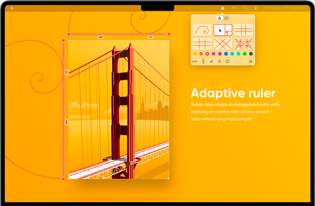 Goldie App for Mac v2.1 苹果电脑黄金比例尺工具 完整版免费下载