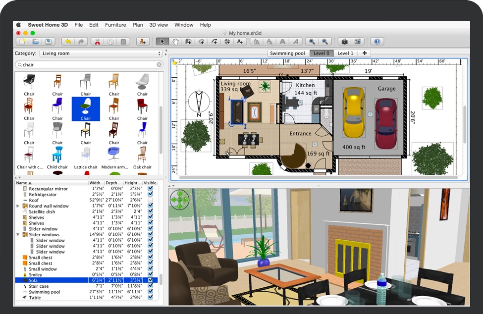 Sweet Home 3D for Mac v6.6.1 苹果室内设计软件 中文破解版下载