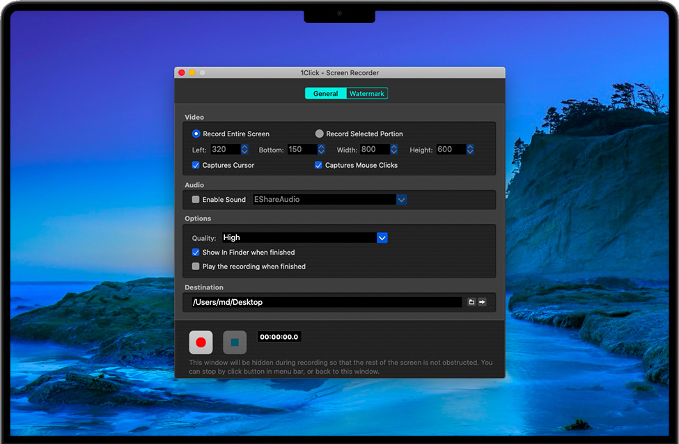 1Click-Screen Recorder for Mac v4.3.0 苹果屏幕录制软件 破解版下载