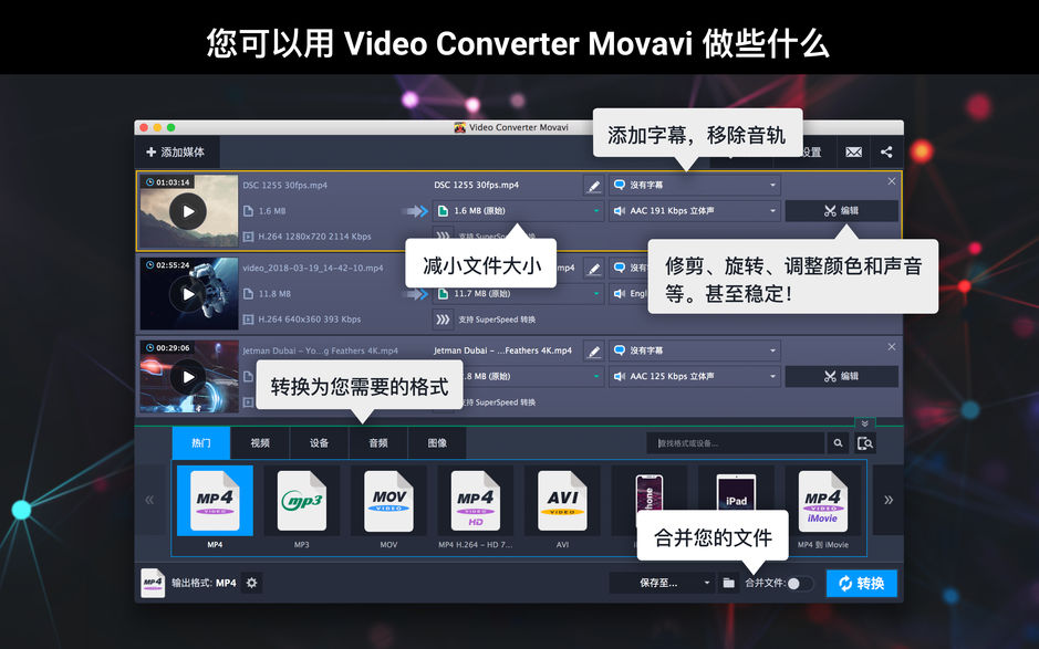 Video Converter Movavi for Mac 19.0.0 视频音频转换器 中文破解版