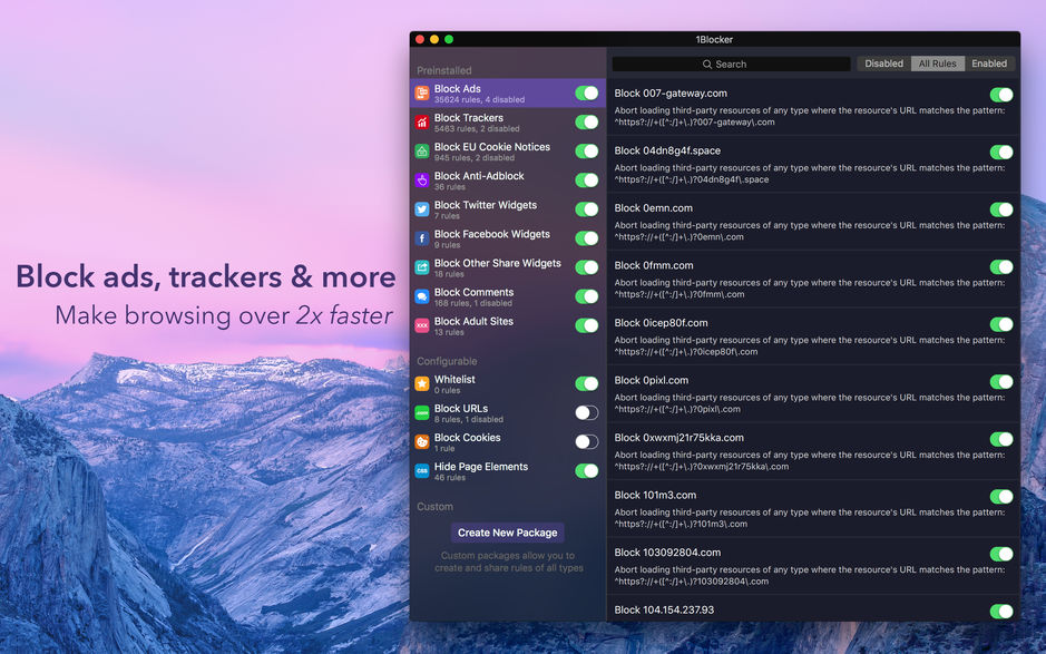 1Blocker for Mac v1.4.8 广告拦截工具 破解版下载