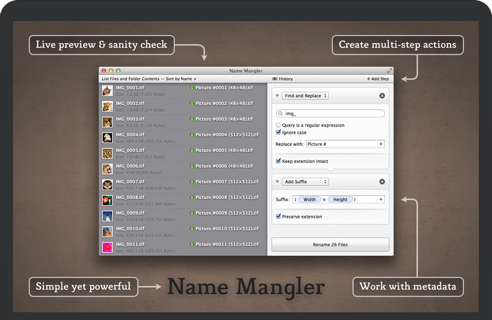 Name Mangler for Mac v3.7.3 苹果批量文件重命名程序 破解版下载
