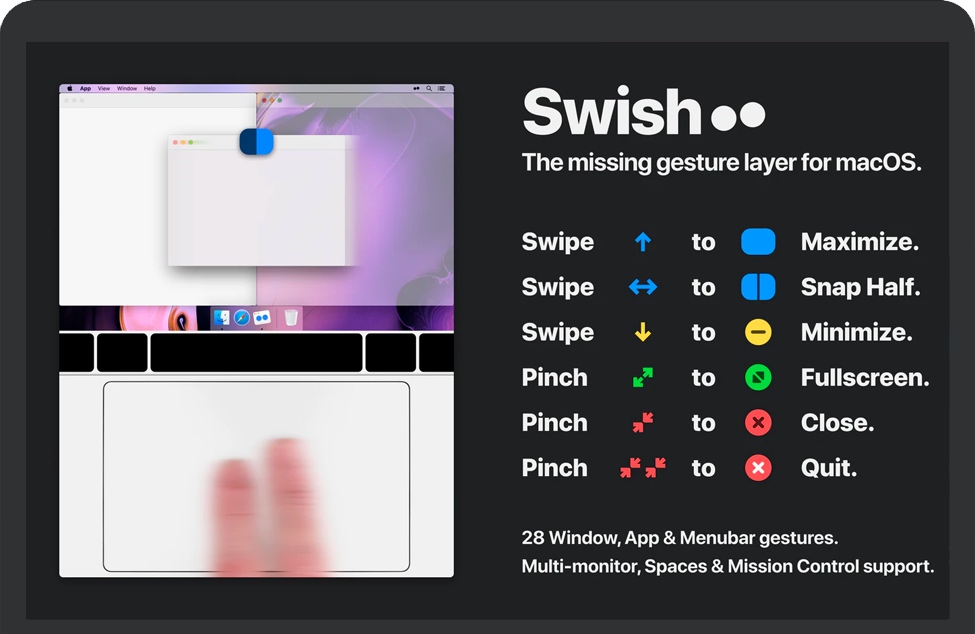 Swish for Mac v1.7.1 苹果扩展触控板的功能和窗口管理 破解版下载