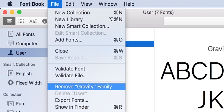 在 Mac 上移除字体
