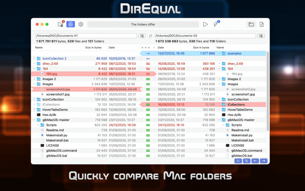 Naarak Studio DirEqual For Mac快速比较文件夹工具 V4.0.40009