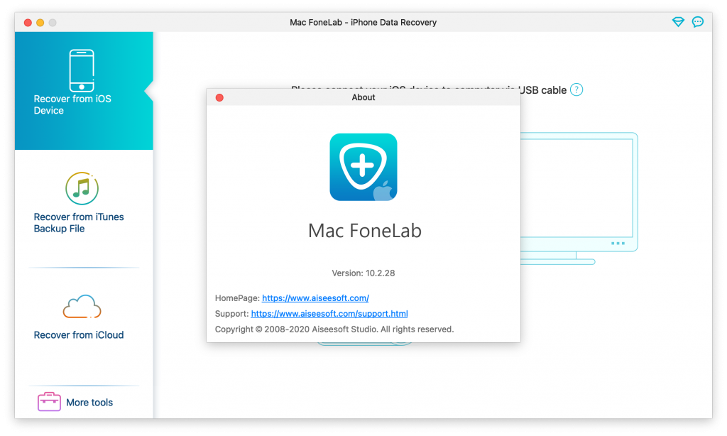 Mac FoneLab For Mac数据iOS恢复工具 V10.2.28.100723 - 