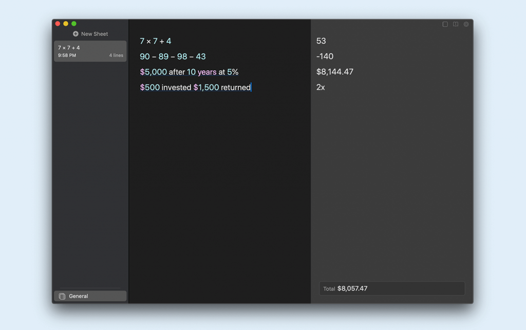 Soulver 3 For Mac一款内置计算器的智能记事本工具 V3.5.5