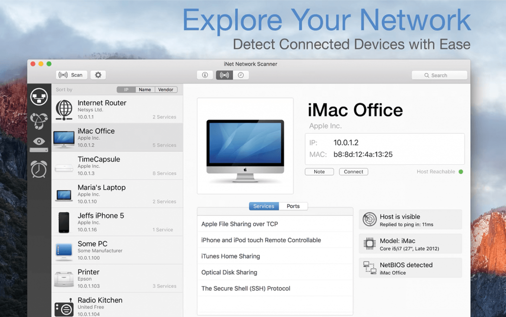 iNet Network Scanner For Mac优秀的网络设备监视器 V2.8.4