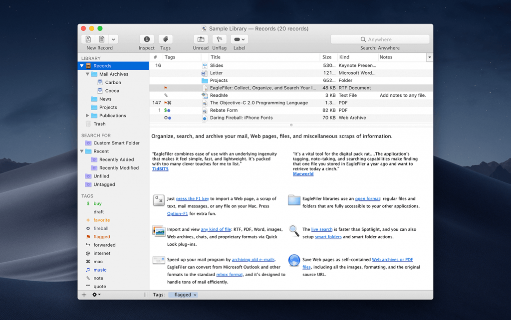 EagleFiler For Mac强大的文件及信息管理工具 V1.9.7