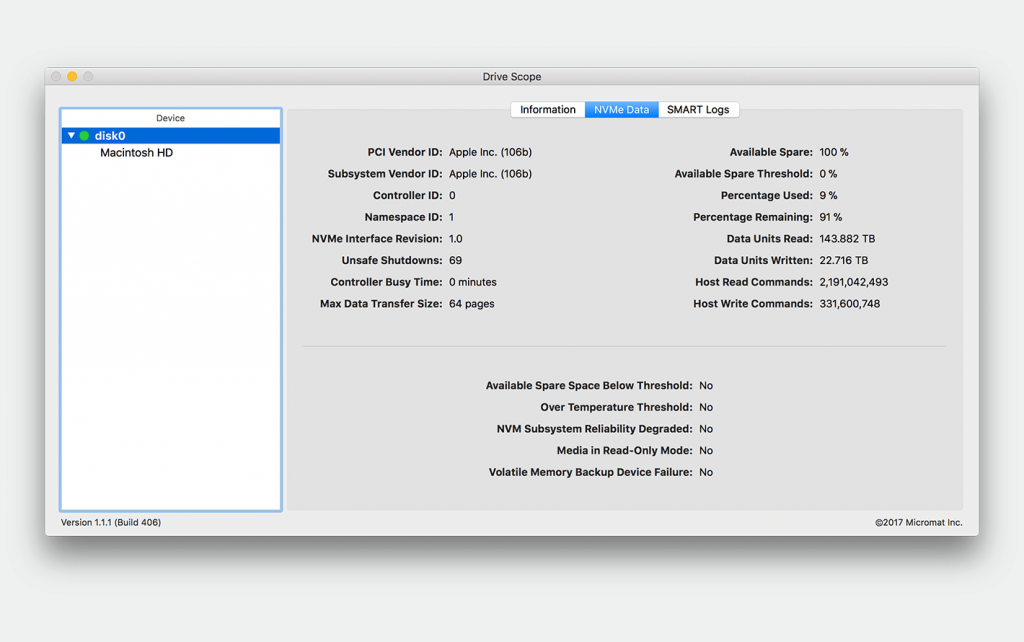 Drive Scope For Mac硬盘检测分析工具 V1.2.13