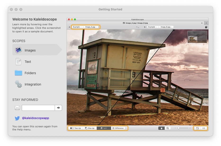 Kaleidoscope For Mac强大的图片和文本比较工具 V2.4.2