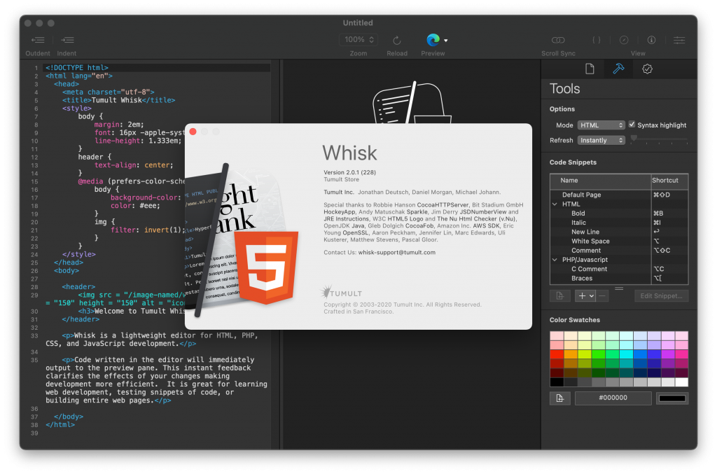 Whisk for Mac v2.0.1 轻量级HTML和PHP编辑器 - 