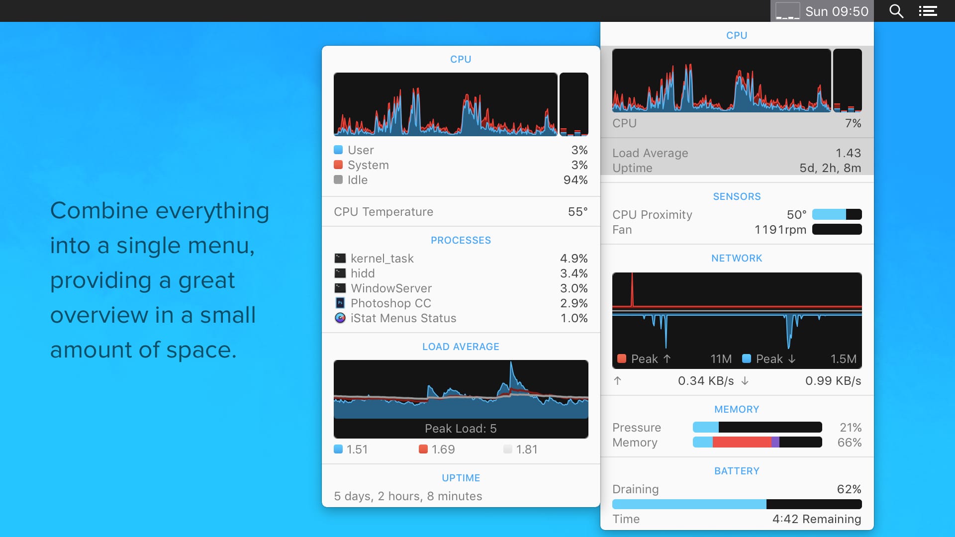 iStat Menus 6.71 优秀的系统监控工具