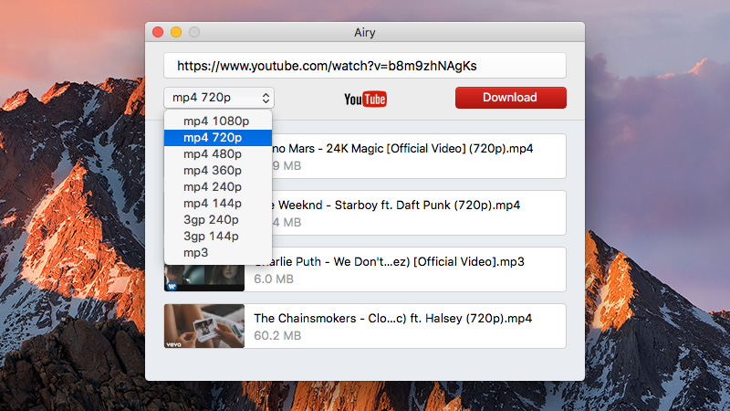 Airy 3.26 下载Youtube视频的工具软件