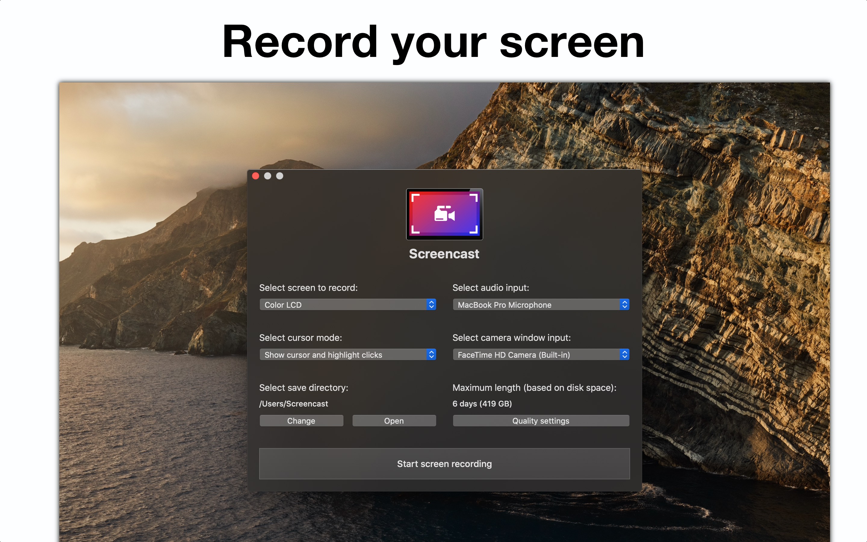 Screencast 1.9.3 屏幕录制工具