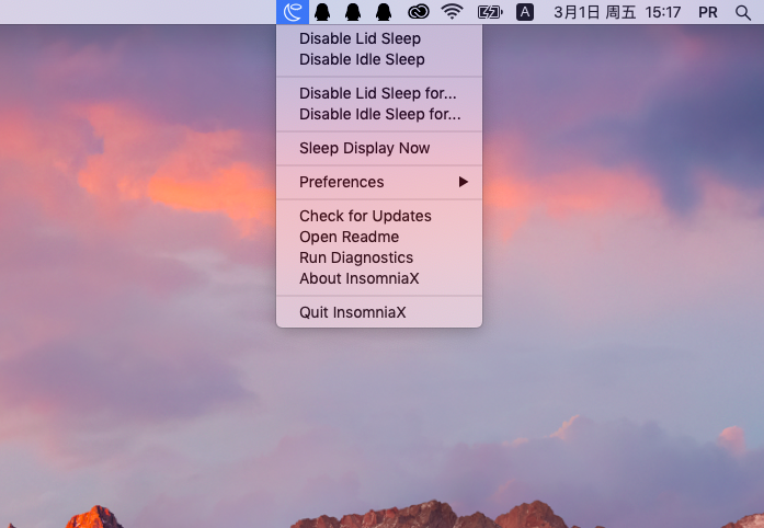 InsomniaX 2.1.8 在Mac上禁用休眠模式