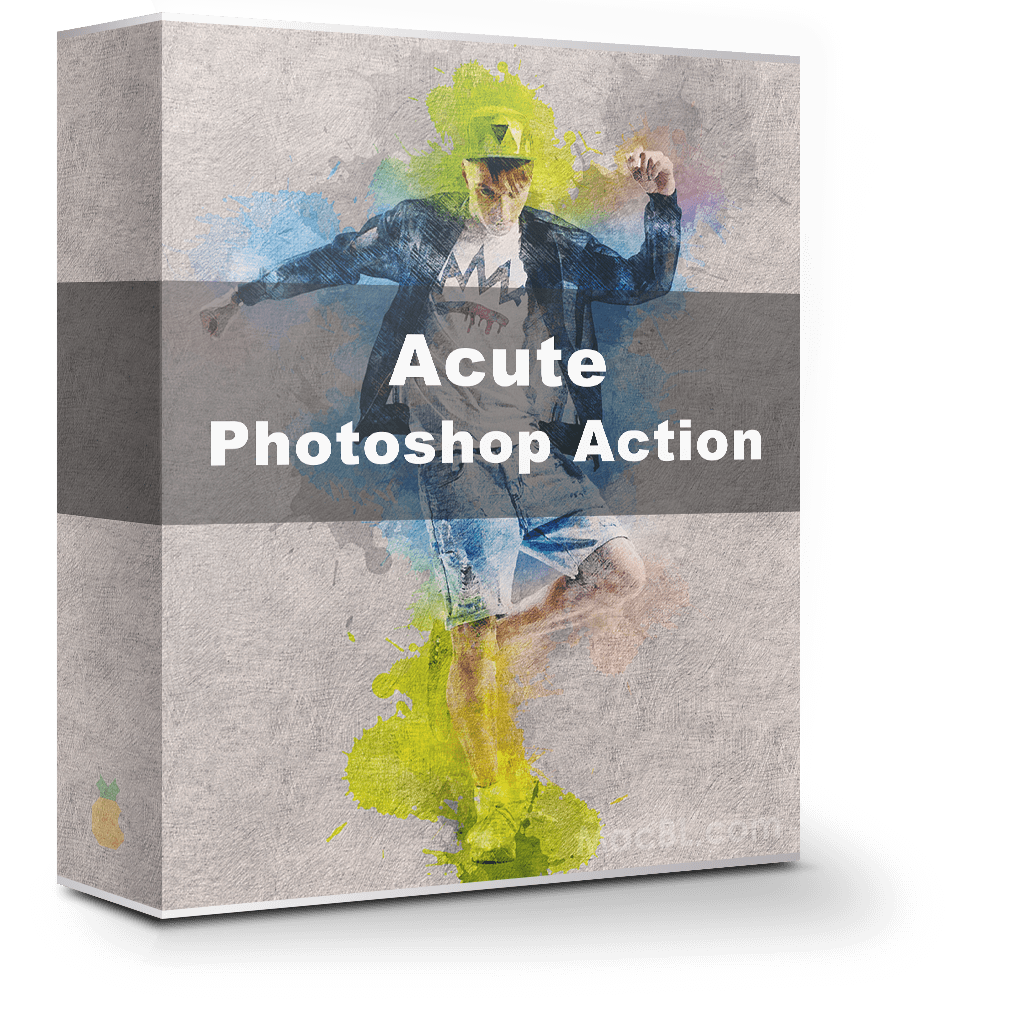 Acute Photoshop Action 1.0 水彩的画笔刷动作插件