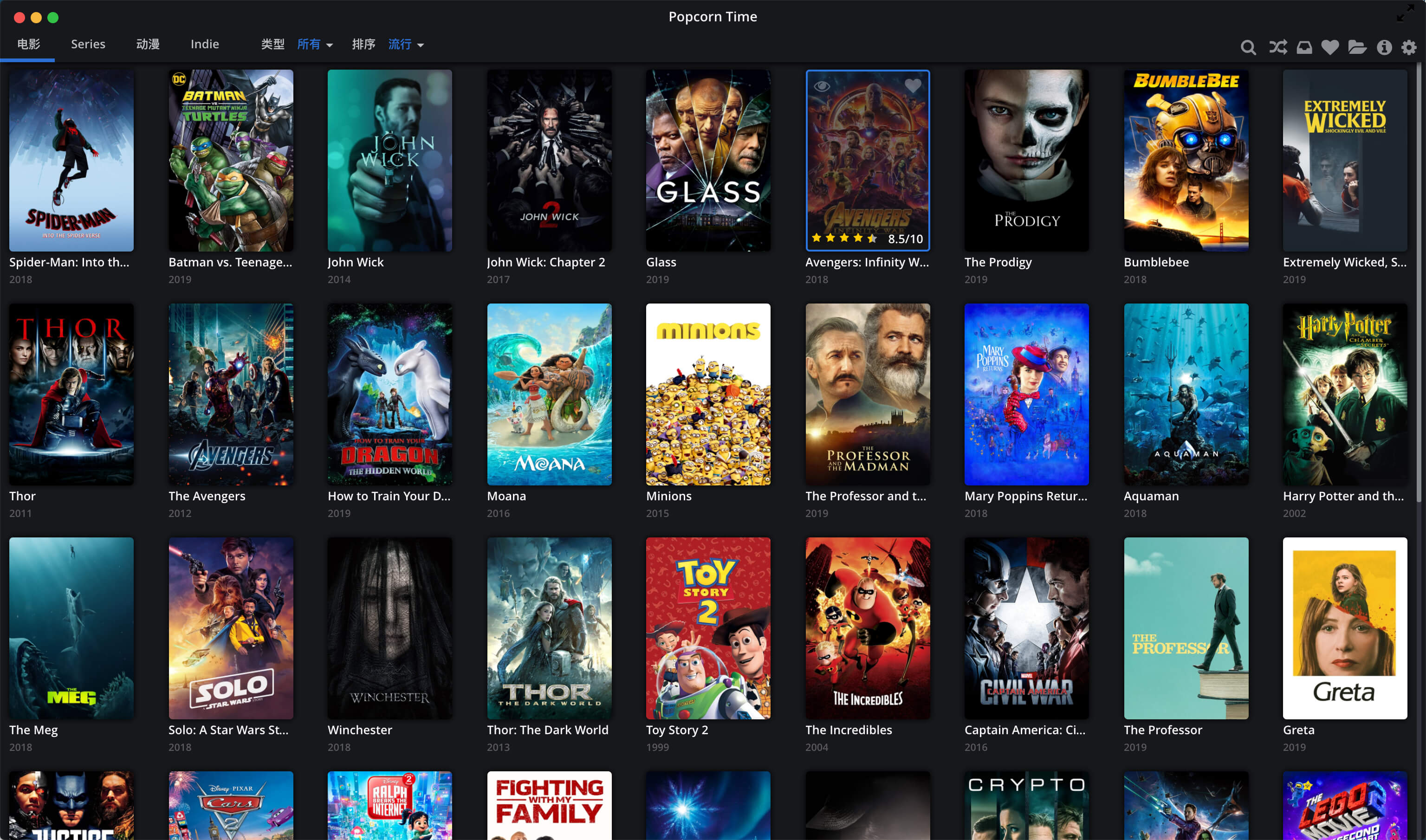 Popcorn Time 0.3.10 BT种子视频播放器