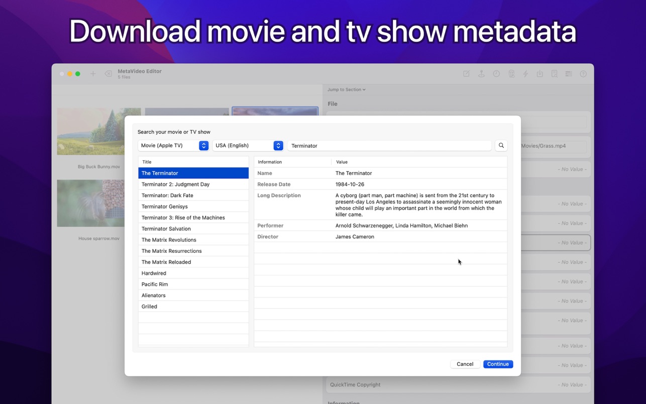 MetaVideo 1.0.7 for Mac|Mac版下载 | 视频元数据编辑