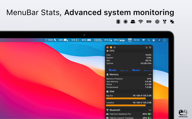 MenuBar Stats 3.9 for Mac|Mac版下载 | 菜单栏系统监控工具