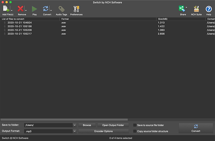 NCH Switch Plus 11.09 for Mac|Mac版下载 | 音频格式转换工具