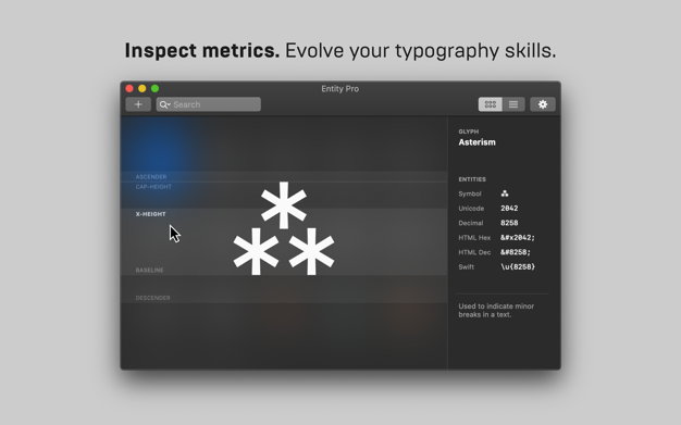 Entity Pro 1.5 for Mac|Mac版下载 | Unicode 和 Emoji 管理工具