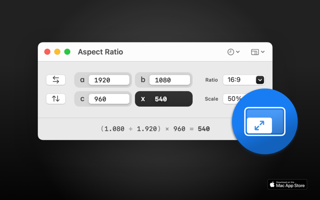 Aspect Ratio X 2.1.8 for Mac|Mac版下载 | 长宽比计算器