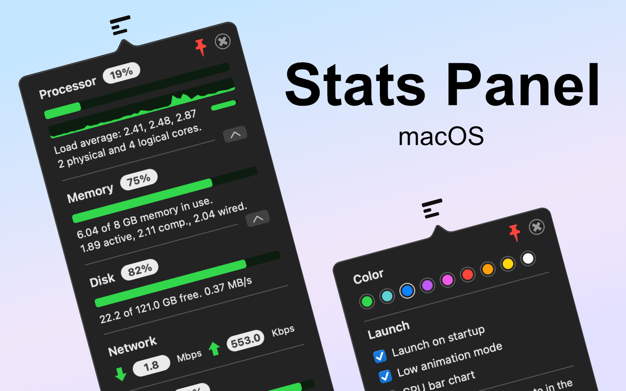 Stats Panel 1.3.0 for Mac|Mac版下载 | 菜单栏系统资源监控