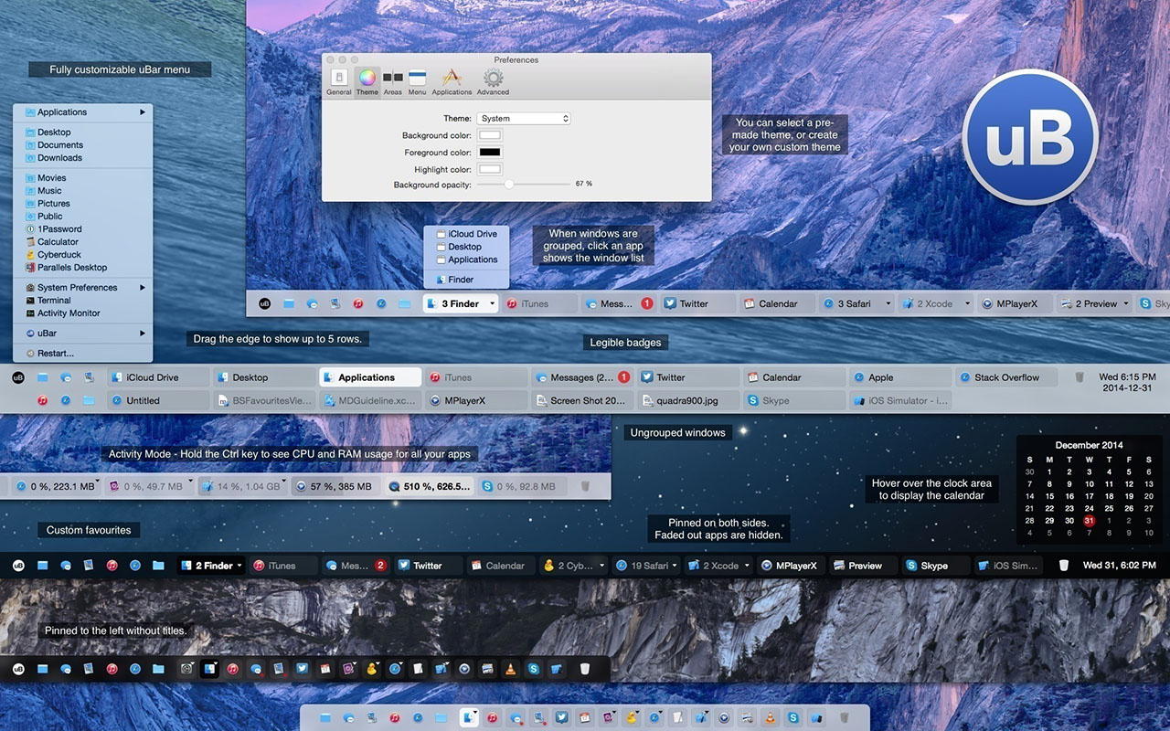 uBar 4.2.1 for Mac|Mac版下载 | windows风格Dock栏