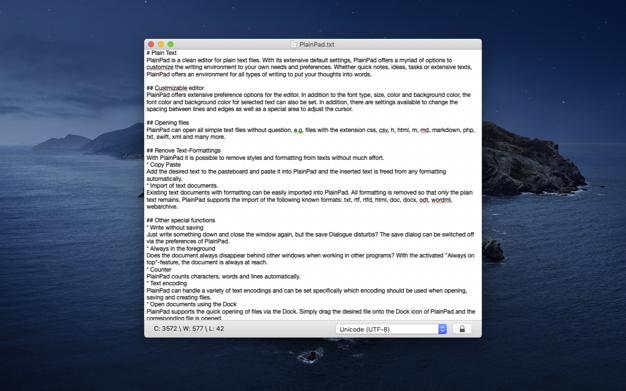 PlainPad 1.3.1 for Mac|Mac版下载 | 纯文本编辑器