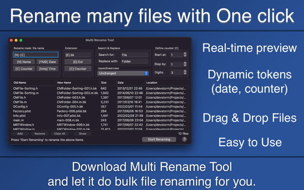 Multi Rename Tool 2.4 for Mac|Mac版下载 | 批量重命名工具
