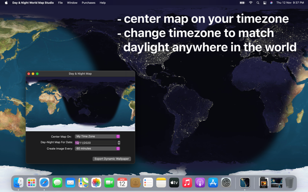 Day & Night World Map Studi鈥猳鈥 1.1.6 for Mac|Mac版下载 | 日夜动态壁纸