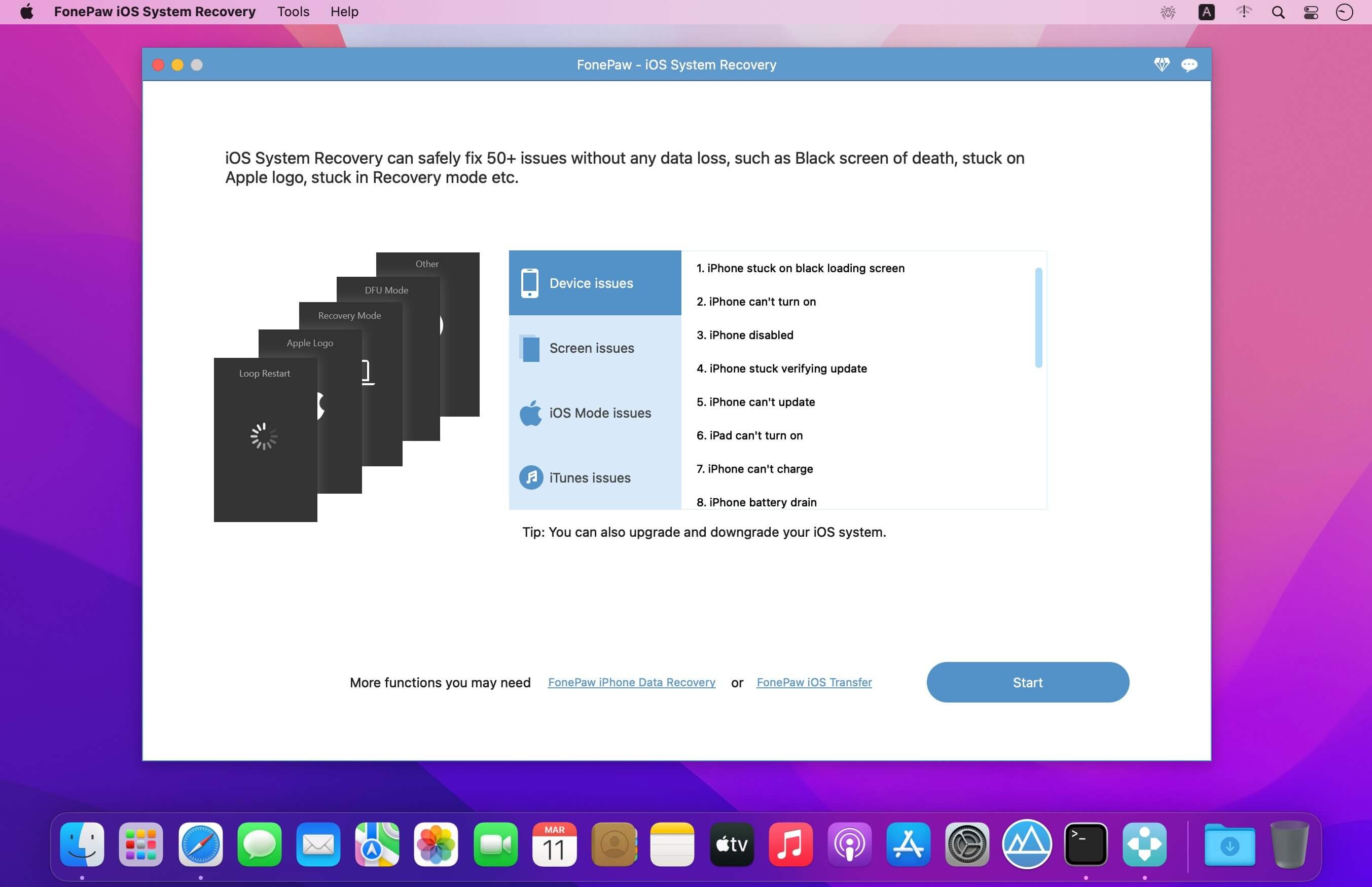 FonePaw iOS System Recovery 7.1.0 for Mac|Mac版下载 | iOS系统修复工具