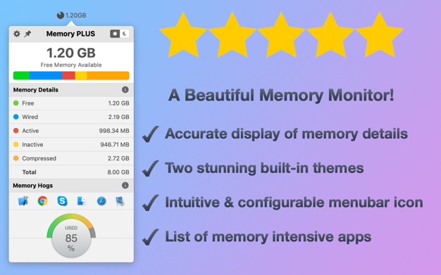 Memory PLU鈥猄 2.3 for Mac|Mac版下载 | 内存监控工具