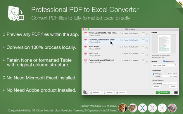 PDF to Excel 2.0.3 for Mac|Mac版下载 | 文档格式转换