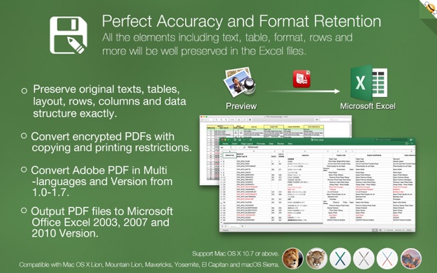 PDF to Excel 2.0.3 for Mac|Mac版下载 | 文档格式转换