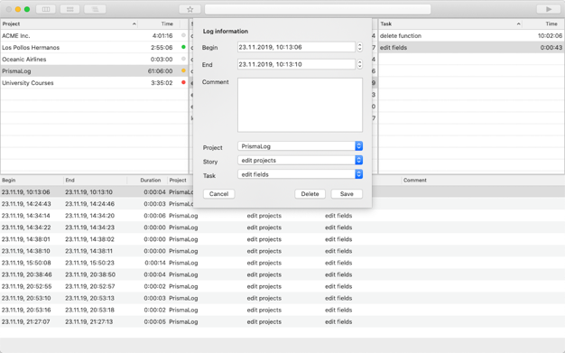 PrismaLog 1.4 for Mac|Mac版下载 | 时间跟踪软件