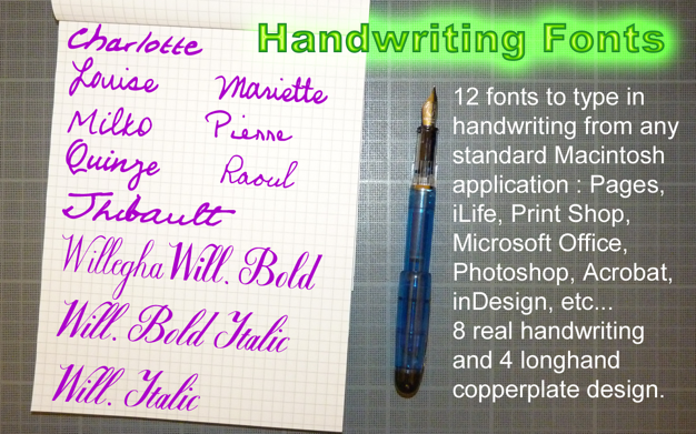 Handwriting Fonts 2.00 for Mac|Mac版下载 | 12种英文手写字体